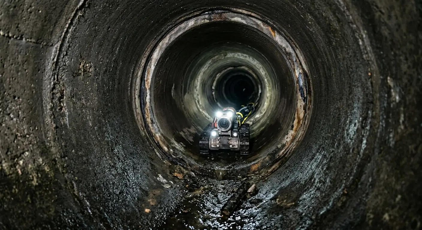 Robotic sewer camera inspecting pipe interior for Sewer Line Cleaning in St. Paul Park